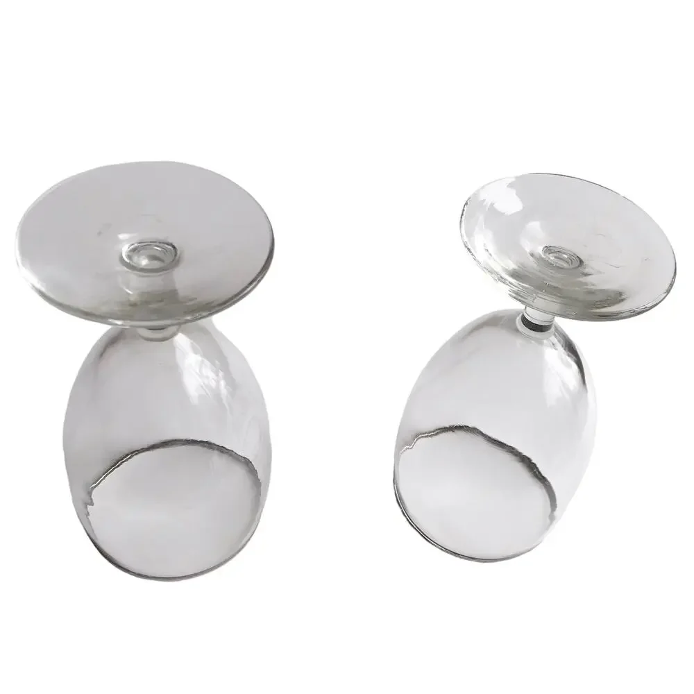 Footed Water Glasses Set of 2 Goblets Silver Rimmed Clear Stemmed Drinking Glass